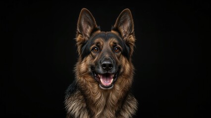 Portrait of a German shepherd on black background, dog, portrait, studio, isolated, animal, cute