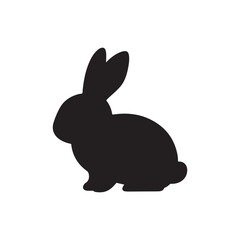Cute rabbit silhouette vector flat illustration design on white background