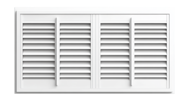 White Louvered Window on Transparent Background