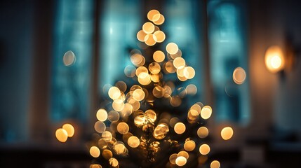 Warm, Glowing Lights on a Beautifully Decorated Christmas Tree in a Cozy Setting