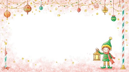 Colorful Holiday Scene With a Cheerful Character Holding a Lantern in a Festive Atmosphere