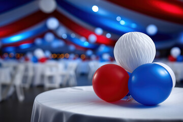 Naklejka premium Decorative balloons on a table in a festive event space