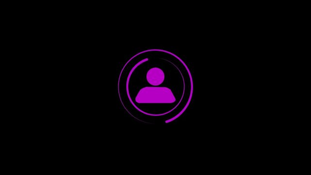 Glowing neon line people icon on black background. Communication man profile icon. man calling icon. User or profile or avatar icon. Person or people sign ...