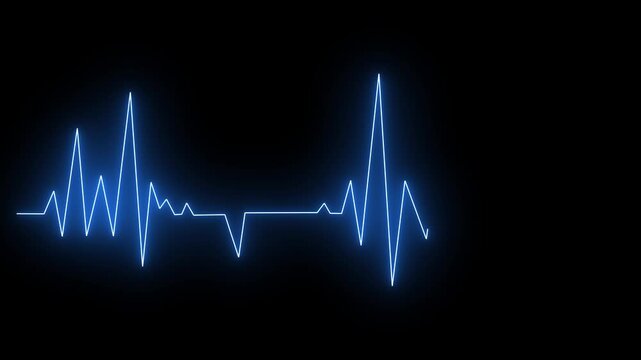 Heartbeat monitor EKG line monitor showing heart pulse .Neon sign heartbeat signal animation , Glowing white color neon heartbeat icon. Heart bit signal ...