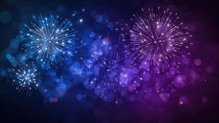 Fototapeta premium Abstract festive background with fireworks and bokeh effect for celebration.