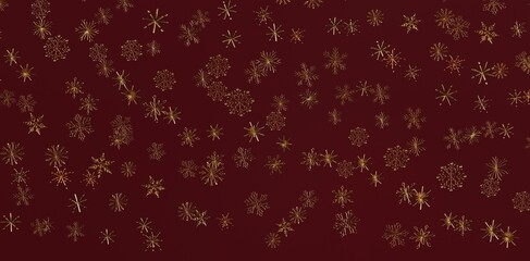 Festive gold snowflake pattern on a deep red backdrop. Perfect for Christmas, winter holiday, and seasonal designs. Includes abstract elements,