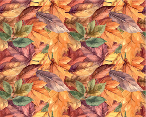 Fototapeta premium autumn leaves background seamless pattern
