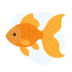  goldfish gliding in water, cute goldfish with rounded scales in soft colors, cheerful cartoon goldfish with flowing fins and friendly expression in vibrant shades