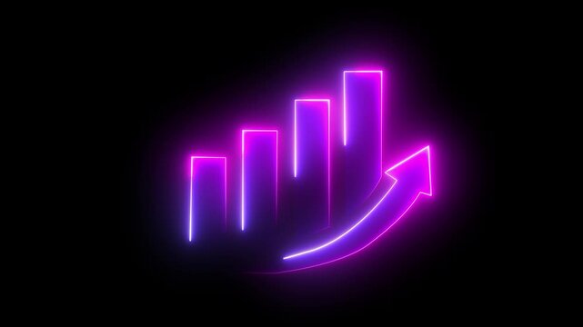 Neon business graph animation increased. Abstract neon line business graph animation. Abstract business growth and start up business concept ,growth concept royal neon line ...