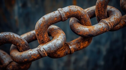 Fototapeta premium Close up of rusty metal chains with heavy weathered links