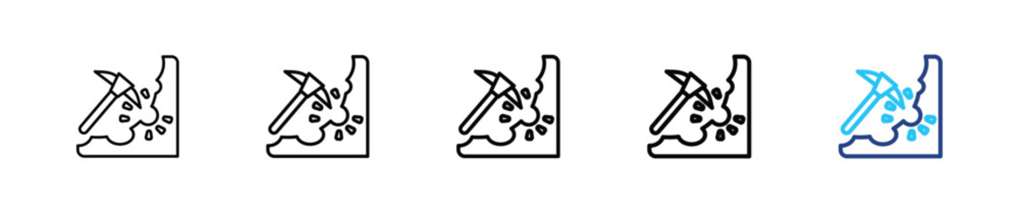 Mineral icon set outline multistyle vector illustration concept