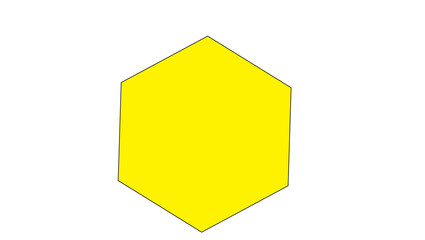 A yellow hexagon with black outlines is centered on a white background in a simple geometric...