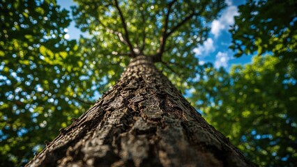 Closeup view of a tree trunk with selective focus.