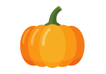 A vibrant orange pumpkin with a green stem, depicted in a simple, flat illustration style on a white background.