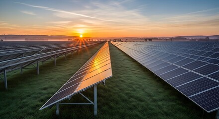 Solar Panels at Sunset - Renewable Energy for a Sustainable Future.