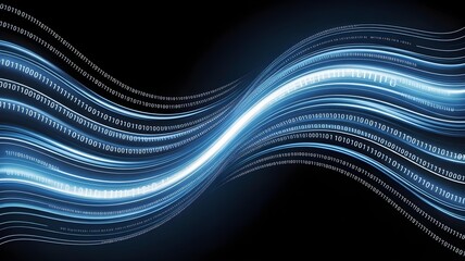 An abstract background of flowing digital data streams and binary code (0s and 1s) moving at high speed.