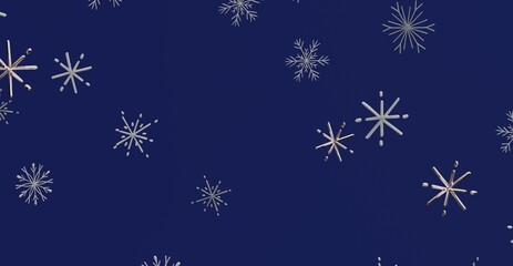 Abstract background featuring delicate snowflakes floating on a deep blue sky, perfect for winter designs and seasonal themes. Ideal for Christm