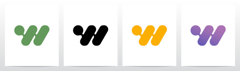 Rounded Rectangle Dots Connected Organic Shape Letter Logo Design W