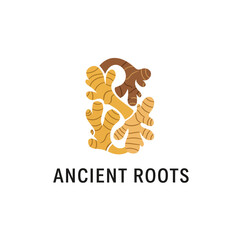 Fototapeta premium Ancient Roots Ginger Spice Pattern Logo