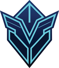Abstract Geometric Shield Emblem Logo Vector Design Element with Stylized Letter V and Wings Graphic