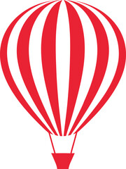 Red hot air balloon with vertical stripes vector illustration for travel and adventure designs