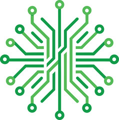 Green Circuit Board Technology Abstract Design Element Digital Network Communication System Icon