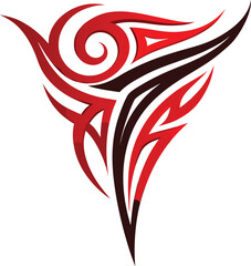Abstract Fiery Red Tribal Tattoo Design Element Modern Dynamic Art Graphic Illustration