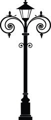 Vintage Street Lamp Post Vector Illustration Old Fashioned Urban Lighting Outdoor Light Fixture Classic Decor