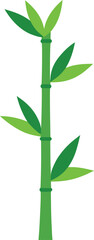 Illustration green bamboo plant with fresh leaves, depicting natural growth and serenity. Isolated on blank background