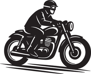 Fototapeta premium Black silhouette of a person riding a motorcycle rider
