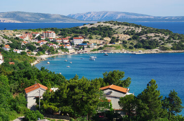 Picturesque coastal town with turquoise sea view, Stara Baska, Croatia