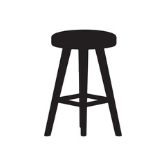 Wooden stool silhouette vector flat illustration design on white background