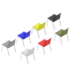 3D rendering illustration of plastic shell chairs with metal legs