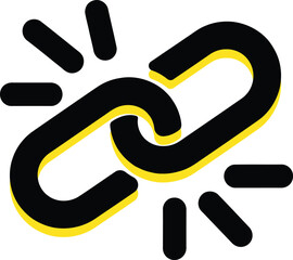Interlocking chain links symbol with radiating lines representing connectivity or network