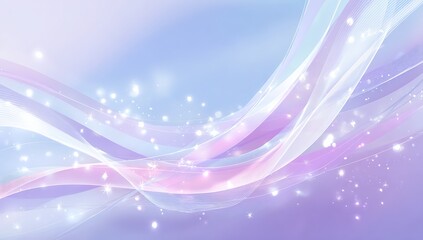 Abstract flowing lines and sparkles in pastel purple and blue hues
