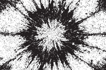 Circular starburst explosion texture. Distressed uneven grunge background. Abstract vector illustration. Overlay to create interesting effect and depth. Isolated on white background.