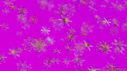 Abstract design of flower shapes on a bright pink background. Perfect for digital art, wallpaper, or design projects. Modern aesthetic. Creative