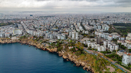 Antalya city center, Antalya's famous cliffs drone footage