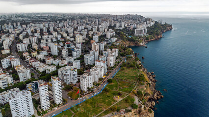 Antalya city center, Antalya's famous cliffs drone footage
