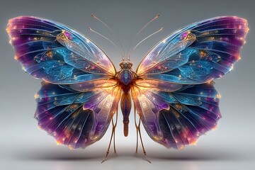 Elegant digital butterfly artwork featuring vibrant colors high resolution image