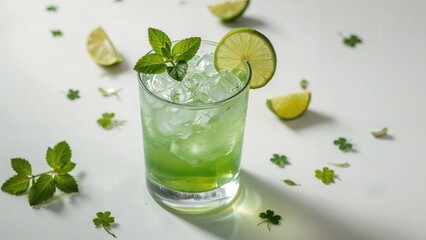 Non-alcoholic green citrus detox mocktail for St. Patrick's Day
