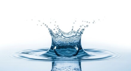 A dynamic splash of water creating a crown shape, isolated on a white background