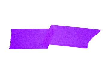 Ripped torn paper adhesive purple masking tape on transparent background, washi tape design element