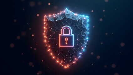 Secure your digital world with this vibrant shield and lock concept, perfect for cybersecurity firms