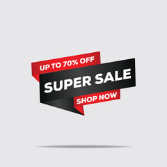 Realistic Super Sale Banner – 70% Off Discount Promotion Vector Design