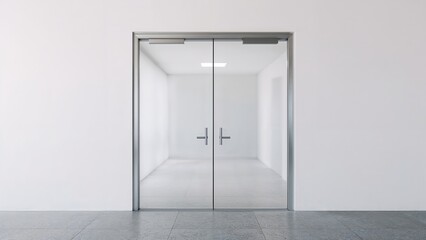 Transparent double glass door template