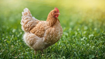 Fototapeta premium Chicken on the green grass