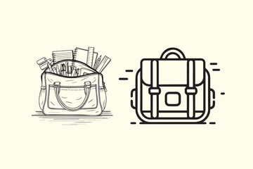 A collection of black silhouette vectors featuring a variety of handbags, briefcases, satchels, and fashion accessories,stylish purse icons and elegant carrying designs.