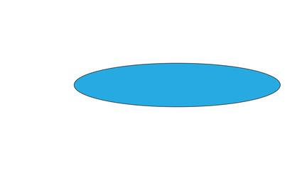 A simple illustration of a blue oval shape with a black outline on a white background plane view