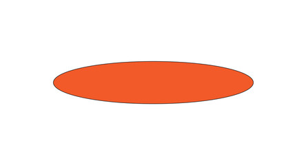 An orange ellipse with a black outline centered on a white background in a simple graphic design style